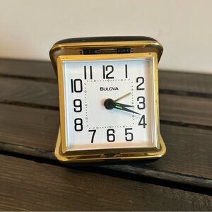 Bulova Vintage Wind Up Travel Alarm Clock